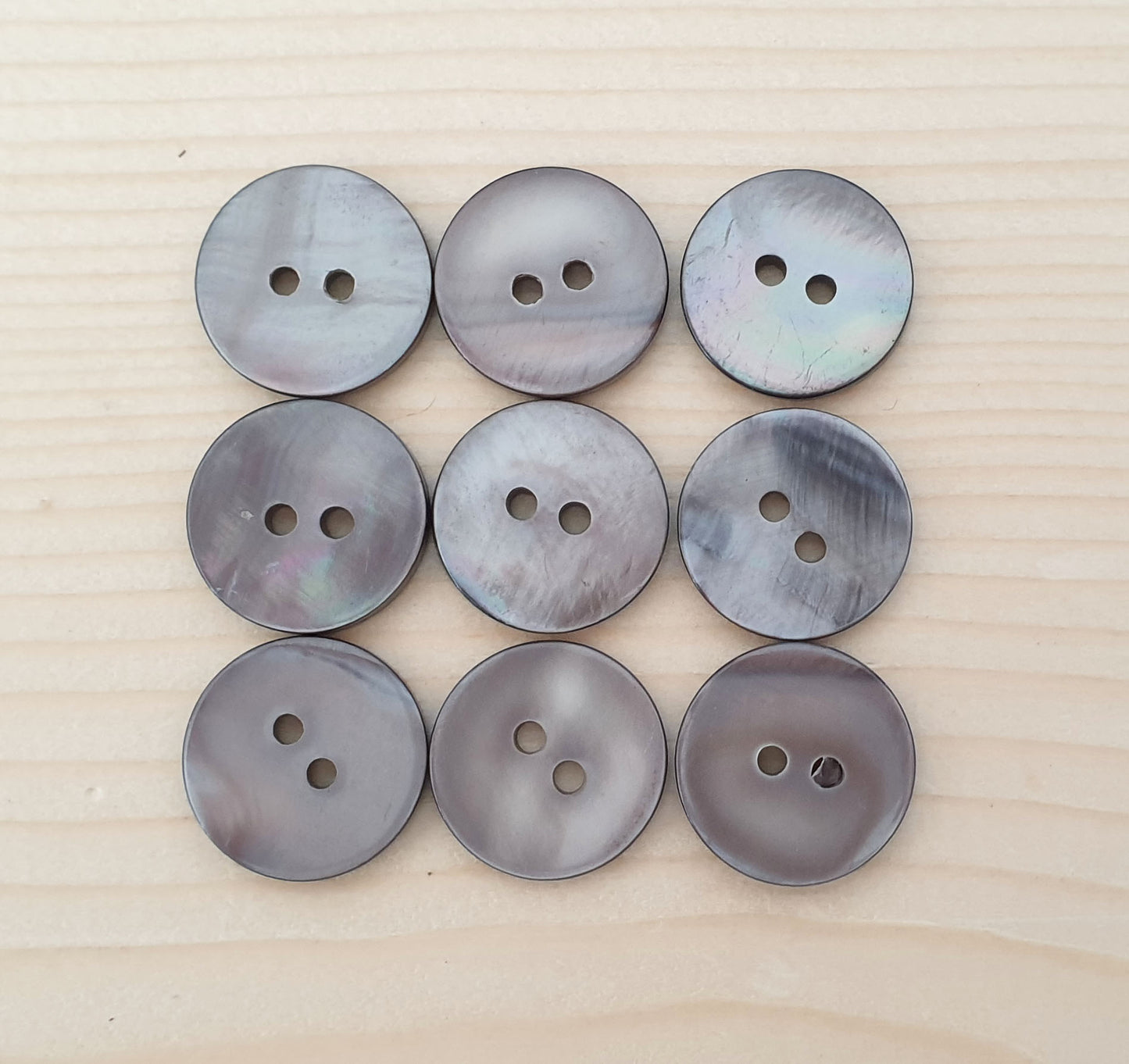 2-HOLE GREY (brownish) SEASHELL BUTTONS / 10-25mm / MOP Shell Buttons / Sewing Buttons