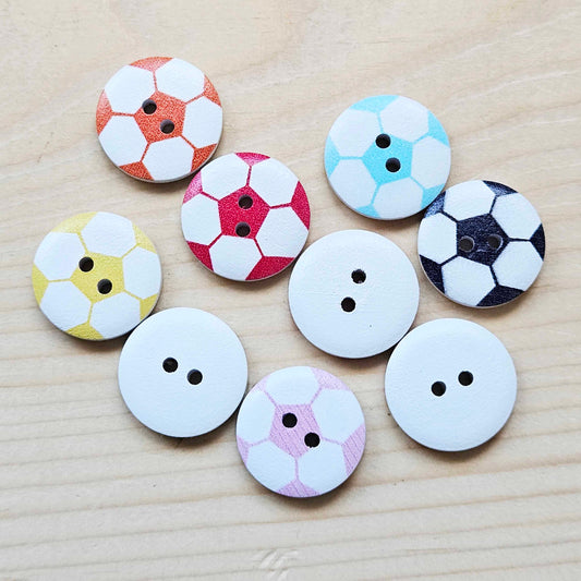 SOCCER BALLS / 20mm - 6 buttons / Wooden Buttons / Sewing Buttons
