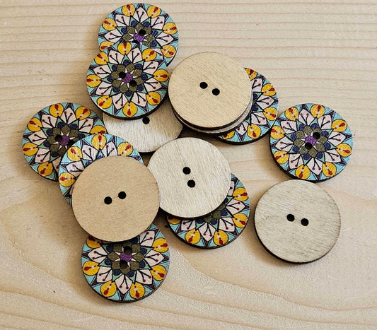 STARFLOWER ART / 25mm / 8 buttons / Wooden Buttons / Sewing Buttons