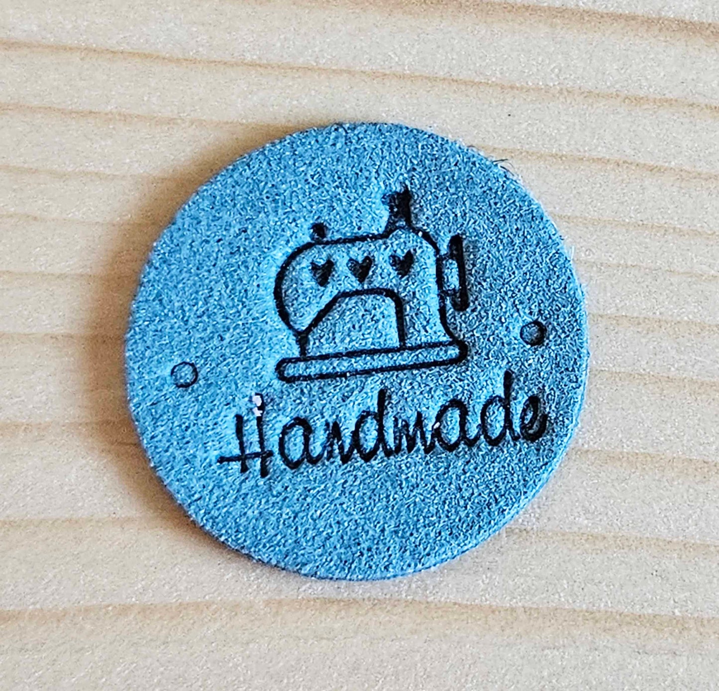 SEWING HANDMADE LABELS / Set of 5 / Round Faux Suede Labels / Handmade Tags / Garment Labels