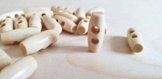 WOODEN TOGGLE BEIGE CREAM / 20mm / Wooden Toggle Buttons / Sewing Buttons