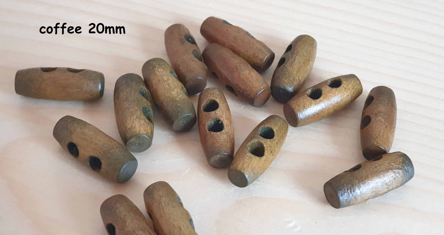 WOODEN TOGGLE Coffee Brown (Flat) / 20-40mm / Wooden Toggle Buttons / Sewing Buttons