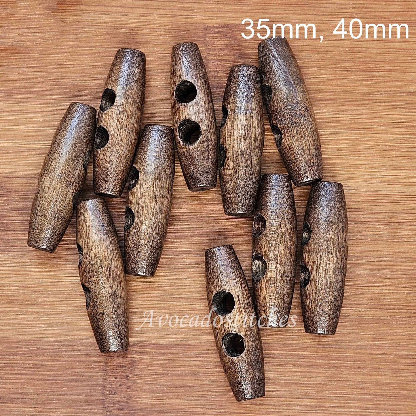 WOODEN TOGGLE Coffee Brown (Flat) / 20-40mm / Wooden Toggle Buttons / Sewing Buttons