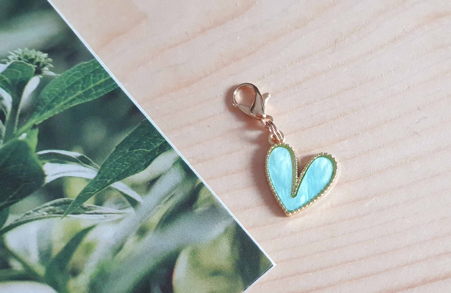 PASTEL BLUE HEART / Planner Charm / Journal Charm / Zipper Pull / Bookmark Charm / Planner accessories