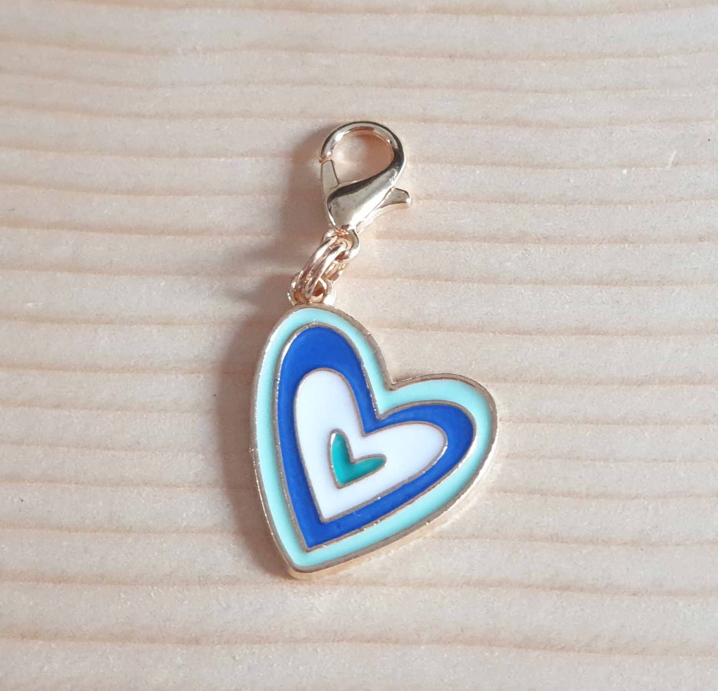 CONCENTRIC BLUE HEARTS / Planner Charm / Zipper Pull /Charm / Zipper Bookmark Charm / Planner accessories