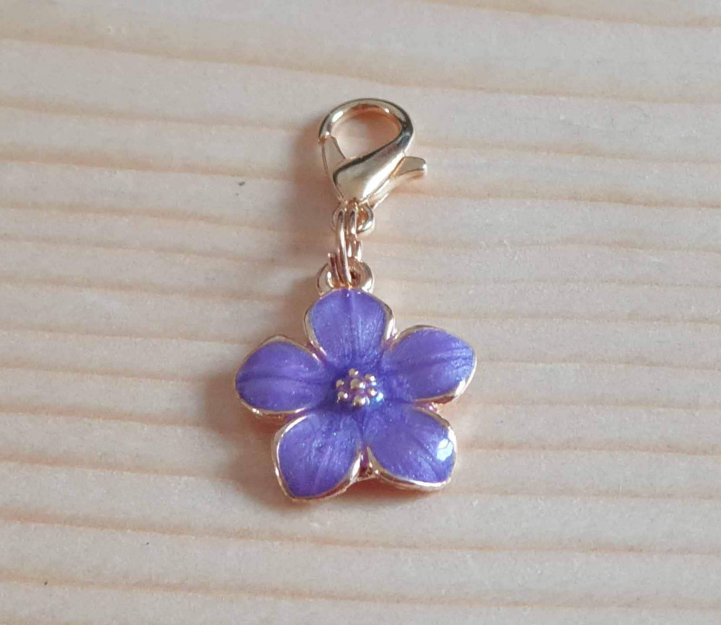 5-Petal Floral - PURPLE / Planner Charm / Journal Charm / Zipper Pull / Bookmark Charm