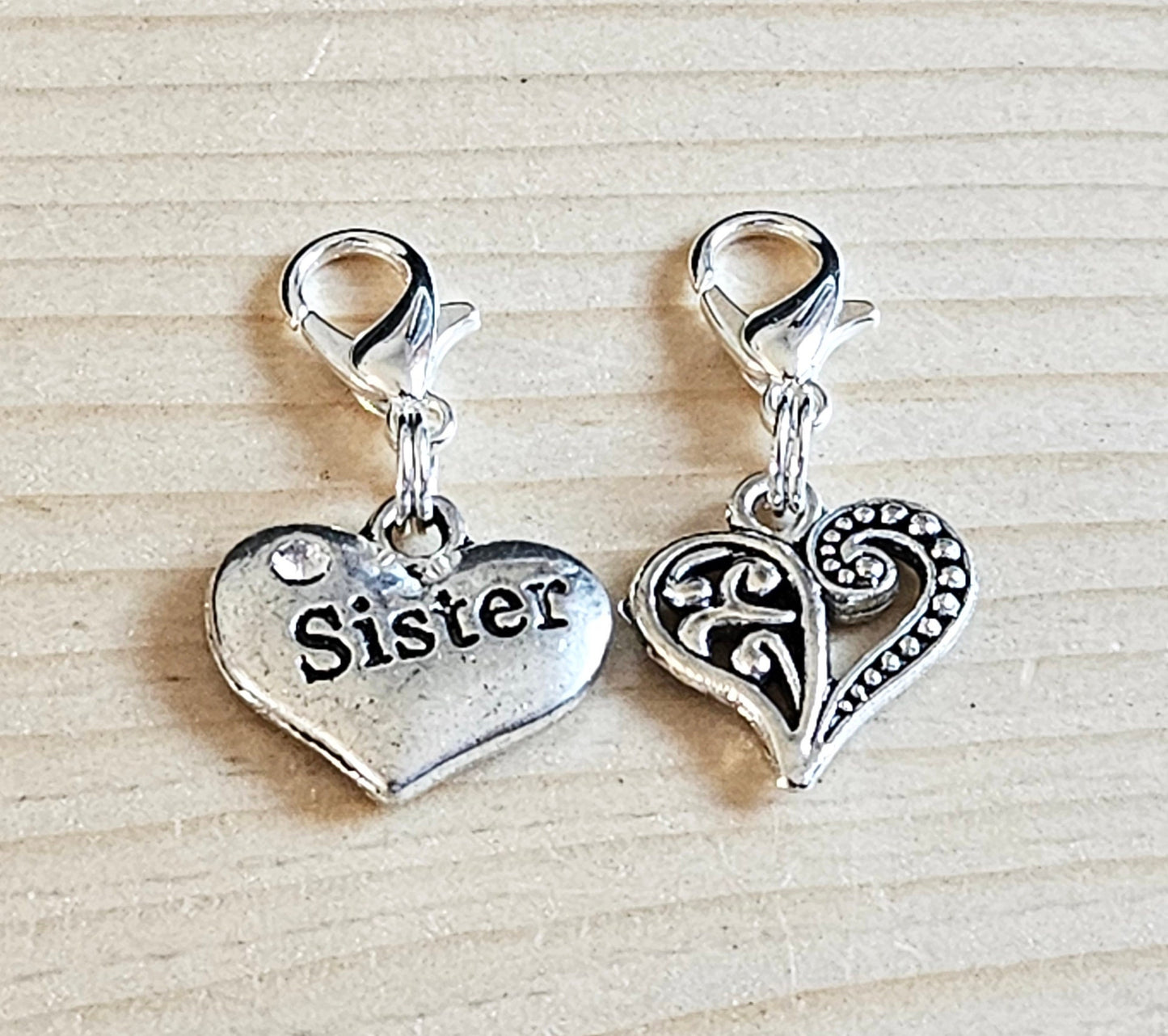 SISTER LOVE / 2pcs / Planner Charm / Love Journal Charms / Zipper Pull / Bookmark Charms