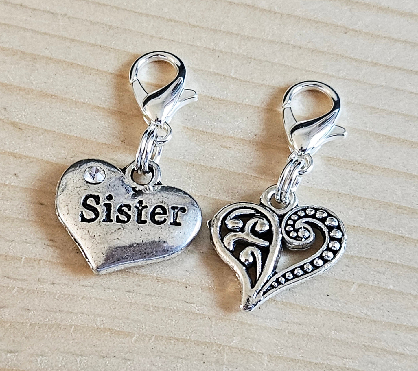 SISTER LOVE / 2pcs / Planner Charm / Love Journal Charms / Zipper Pull / Bookmark Charms