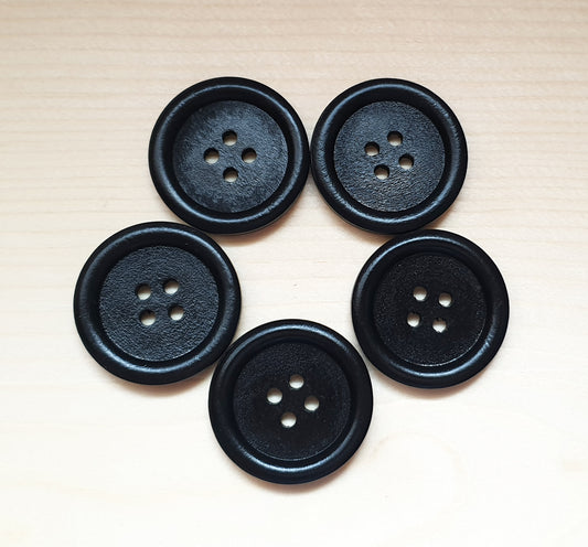 4-HOLE BLACK / 28-35mm / Set of 6 buttons / Wooden Buttons / Sewing Buttons