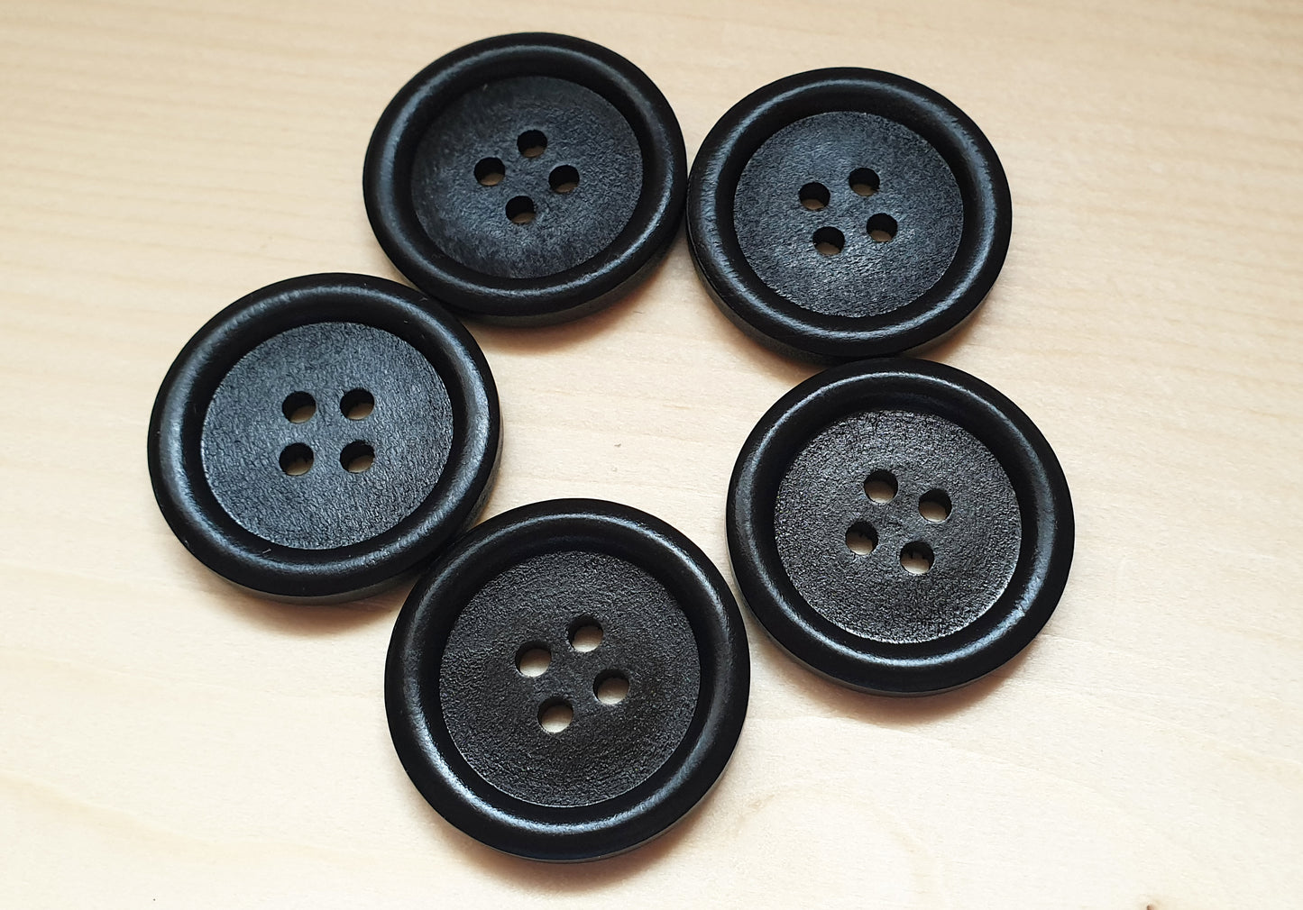 4-HOLE BLACK / 28-35mm / Set of 6 buttons / Wooden Buttons / Sewing Buttons