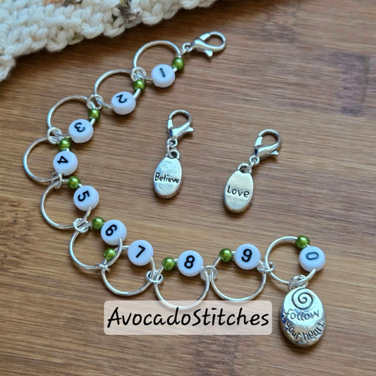 HEARTFELT JOURNEY Progress Keeper Chain / Numbered Stitch Markers Chain / Row Counter Chain / Knitting Stitch Markers / Notions