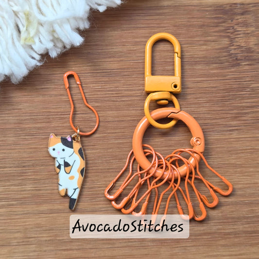 HANGING WHISKERS / Stitch Markers with Matching Holder & Bulb Pins / 12 pieces / Knitting Crochet Stitch Markers Set / Notions (#excl)