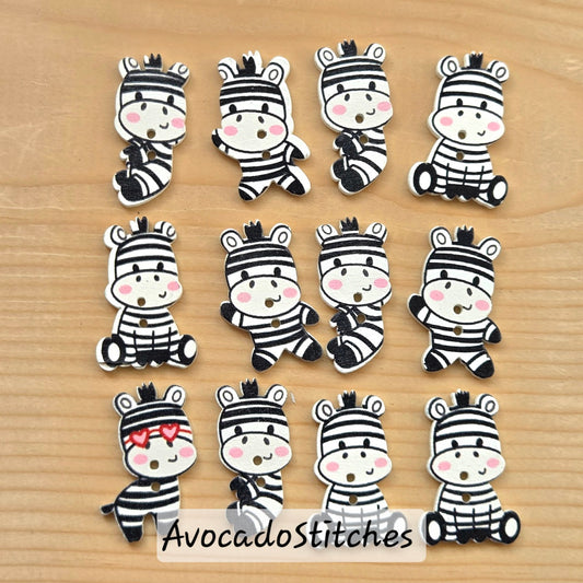 ZEBRA / 8 buttons / Wooden Buttons / Sewing Buttons