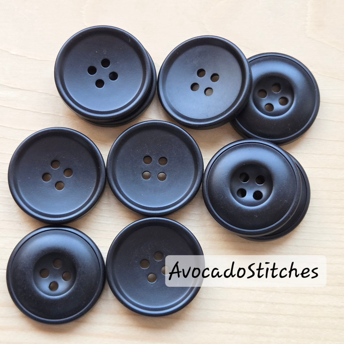 BLACK Korean Style Resin / 15-30mm / Set of 6 buttons / Resin Buttons / Sewing Buttons