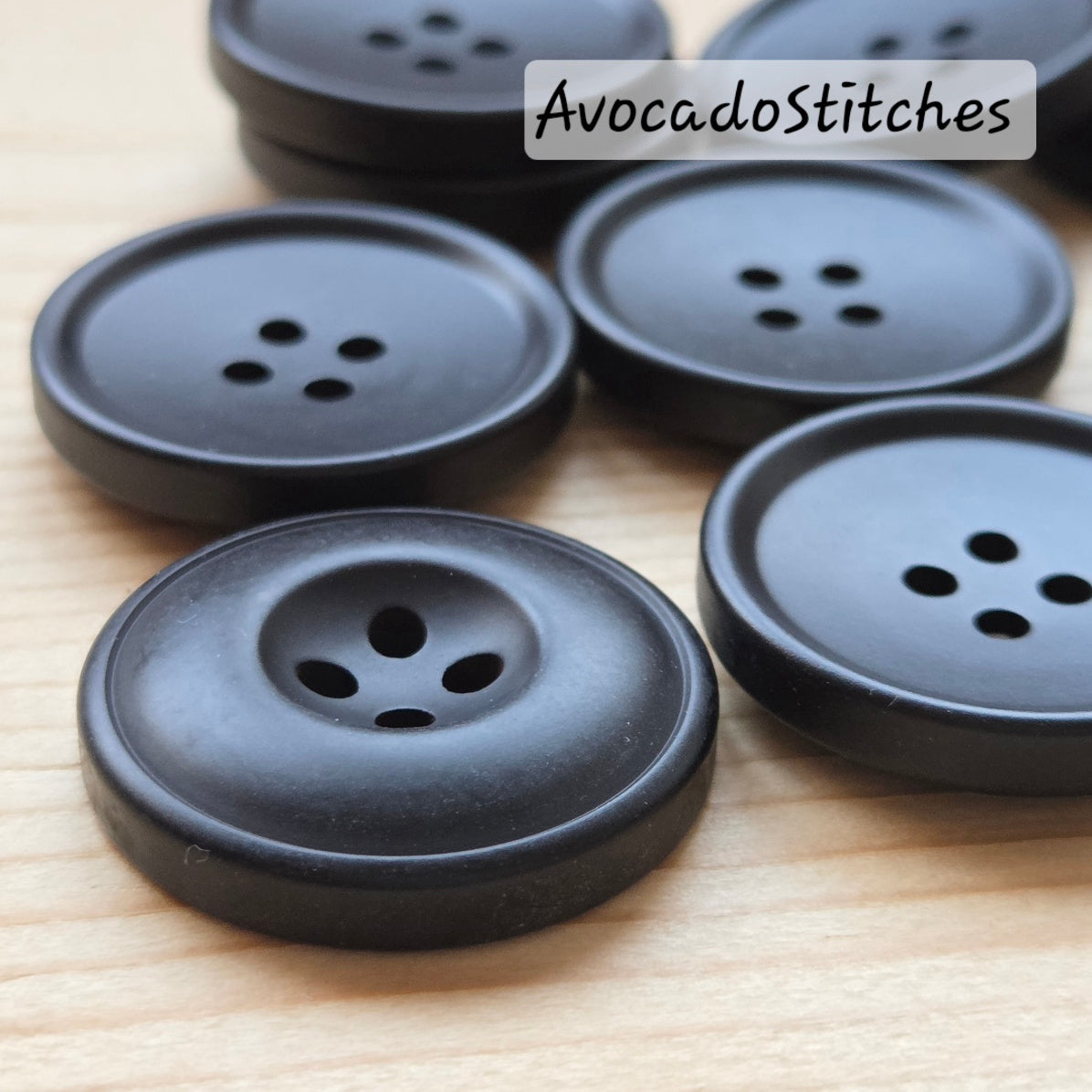 BLACK Korean Style Resin / 15-30mm / Set of 6 buttons / Resin Buttons / Sewing Buttons