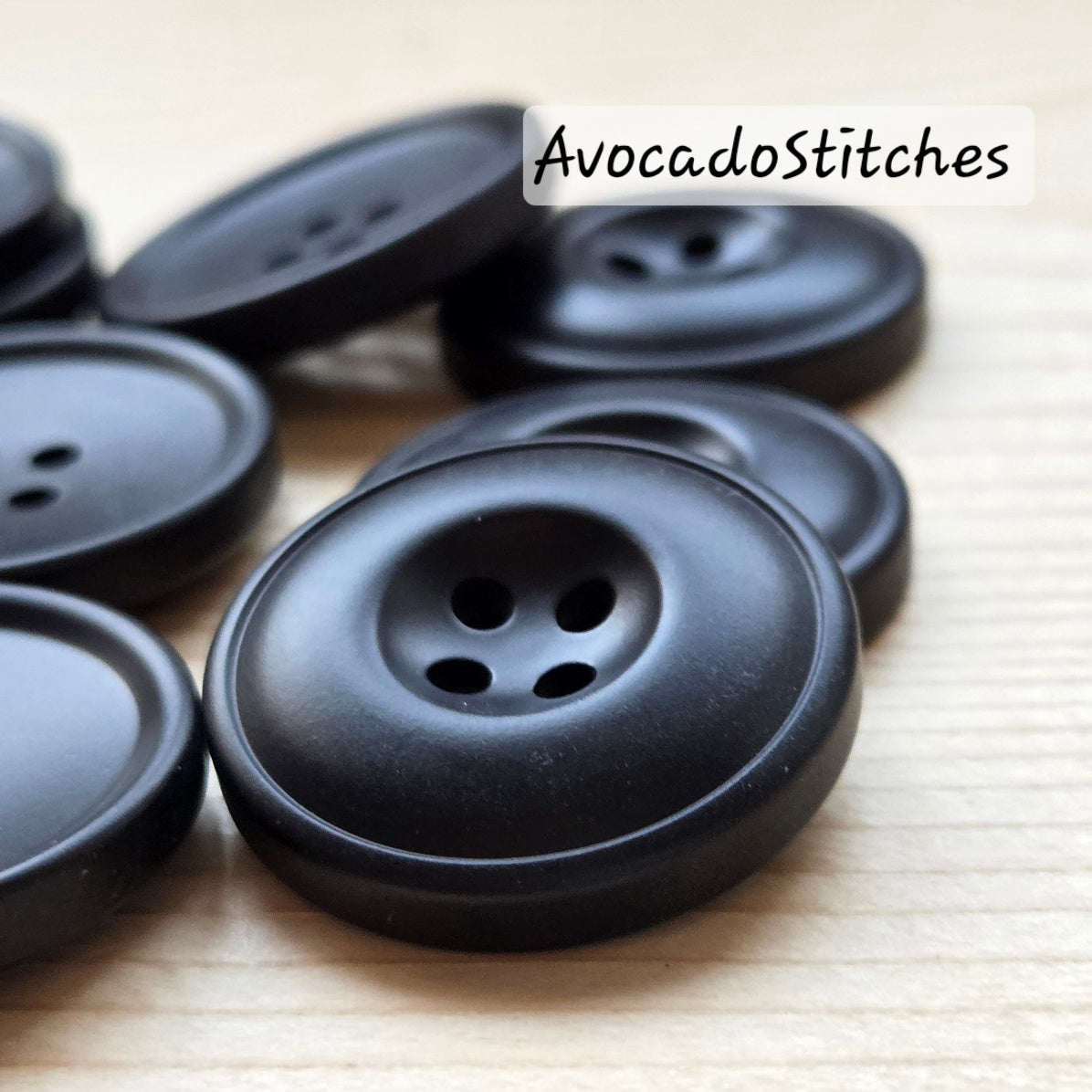 BLACK Korean Style Resin / 15-30mm / Set of 6 buttons / Resin Buttons / Sewing Buttons