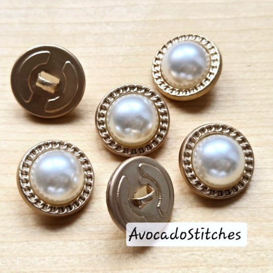 IVORY ELEGANCE / 18mm - Set of 6 buttons / Metal Shank Buttons / Sewing Buttons
