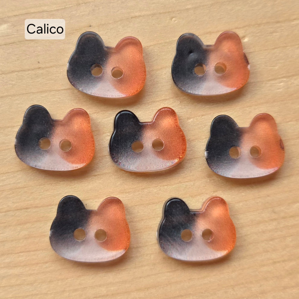 MINI CAT HEADS / Resin Buttons / Set of 8