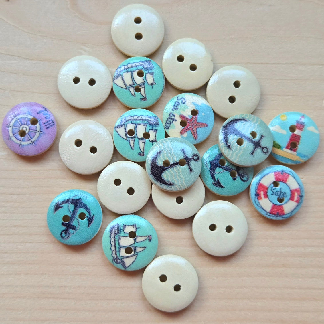 Little Ocean Explorer / Wooden Buttons / 15mm (Set of 8) (Set B)