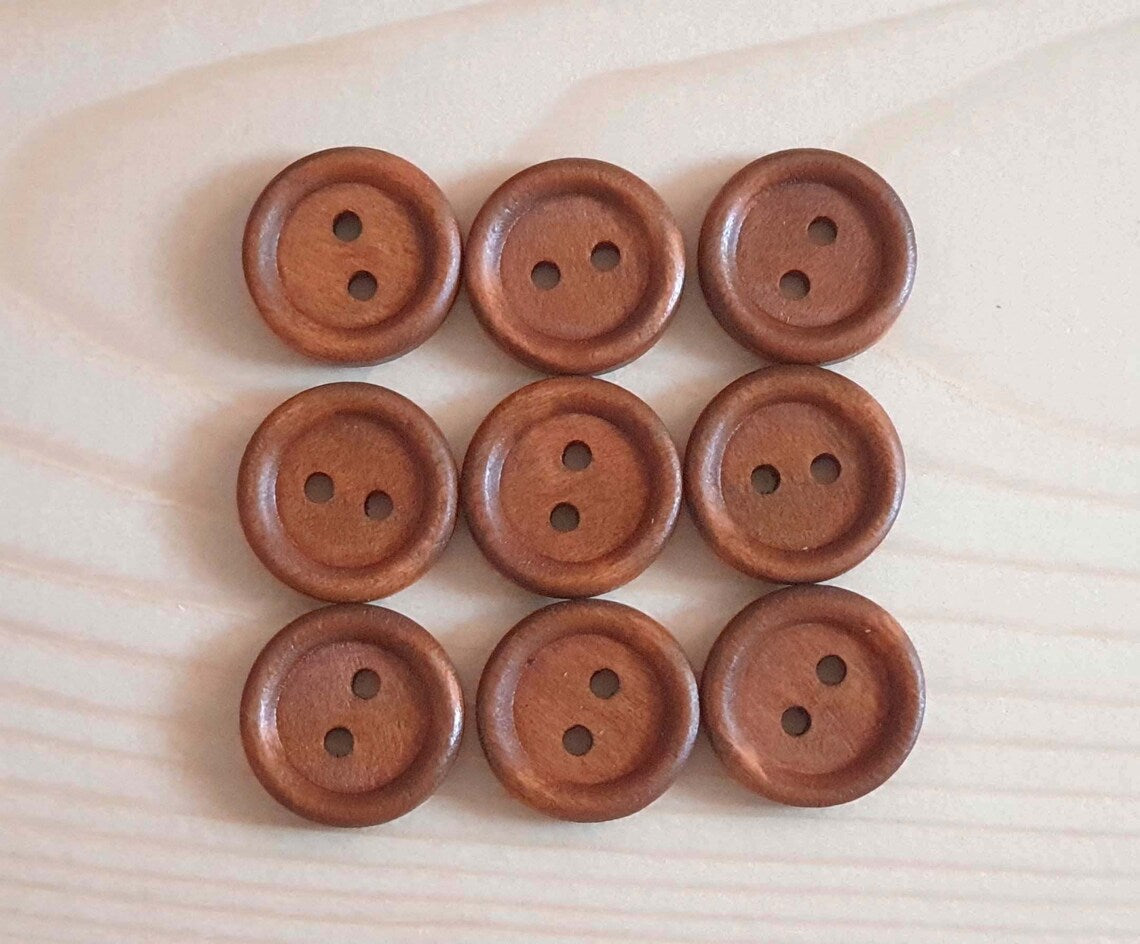 THIN EDGE BROWN / 13mm - 30mm / Wooden Buttons / Sewing Buttons