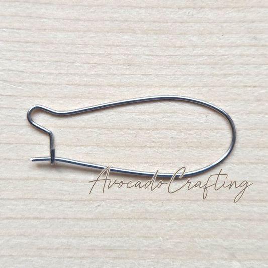 50pcs (25 pairs) // 304 Stainless Steel / Kidney Earring Hoops / 34*14mm / Jewelry Making