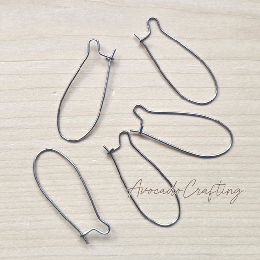50pcs (25 pairs) // 304 Stainless Steel / Kidney Earring Hoops / 34*14mm / Jewelry Making