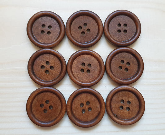 4-HOLE COFFEE BROWN Wooden Buttons / 9-38mm Natural Wood Sewing Buttons