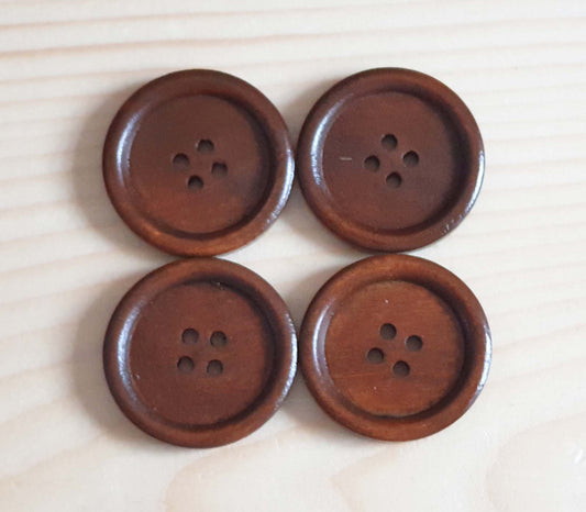 4-HOLE COFFEE BROWN / 30mm 35mm / Wooden Buttons / Sewing Buttons