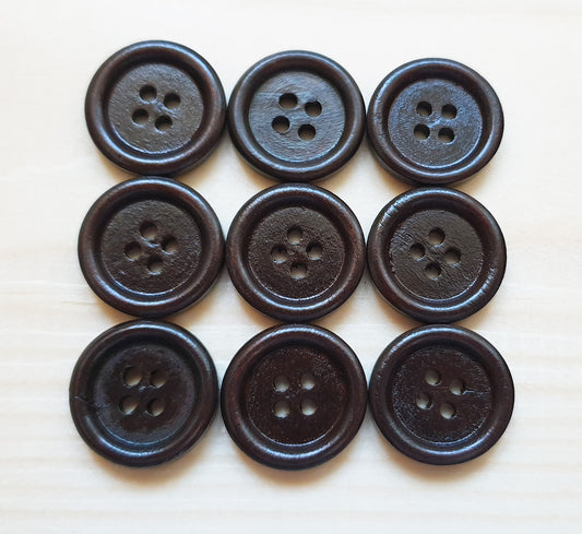 4-HOLE DARK BROWN / 10-25mm / Set of 10 buttons / Wooden Buttons / Sewing Buttons