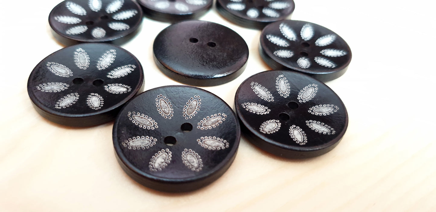 8-PETAL FLOWER / 30mm / Wooden Buttons / Sewing Buttons