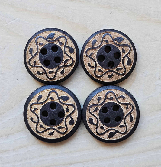 ANCIENT STAR / 18mm - 4 buttons /  Wooden Buttons