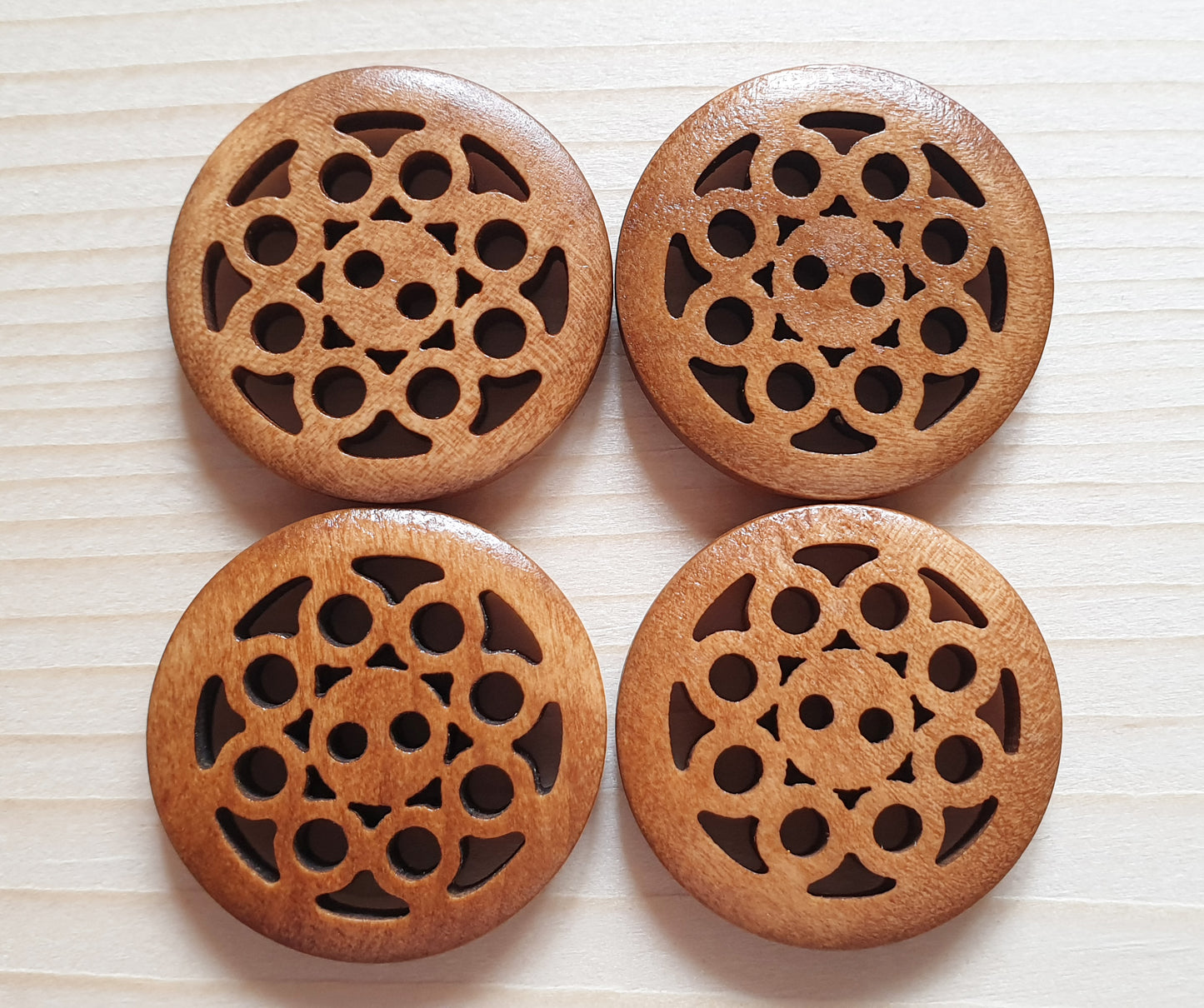 ANEMONE / Coffee Brown 2-Hole Wooden Buttons / 25mm (Set of 6)