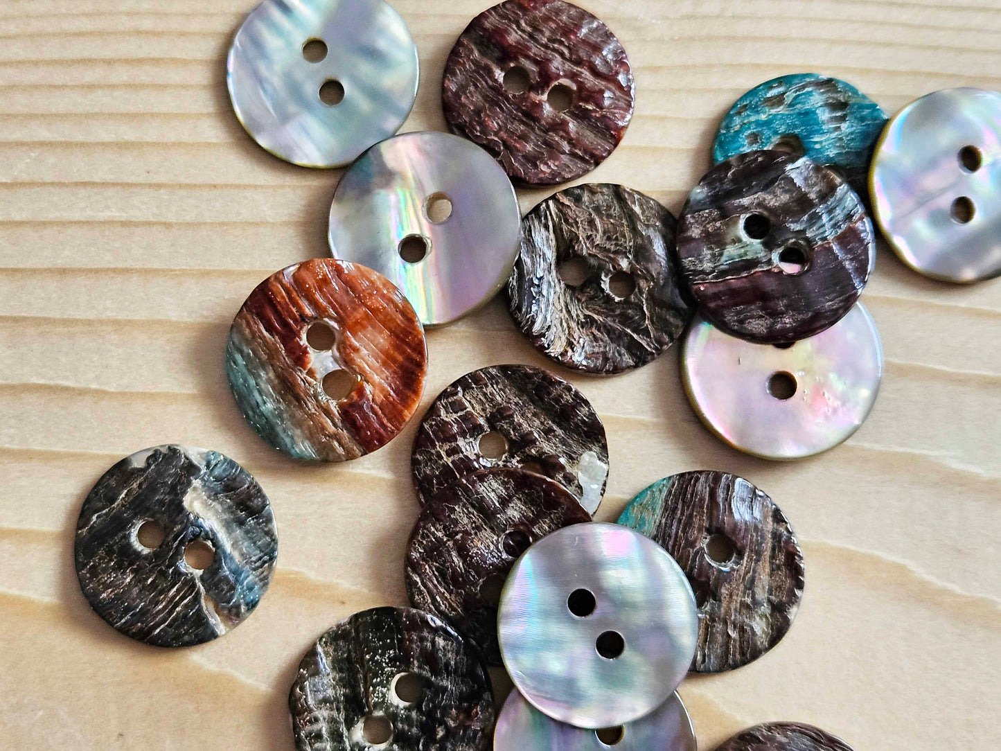 2-HOLE ABALONE SEASHELL BUTTONS / 10-25mm / MOP Shell Buttons / Sewing Buttons