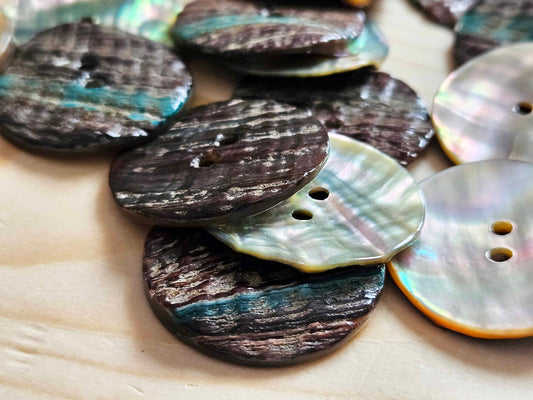 ABALONE Seashell Buttons — Natural Shell 2-Hole Sewing Buttons 10-25mm