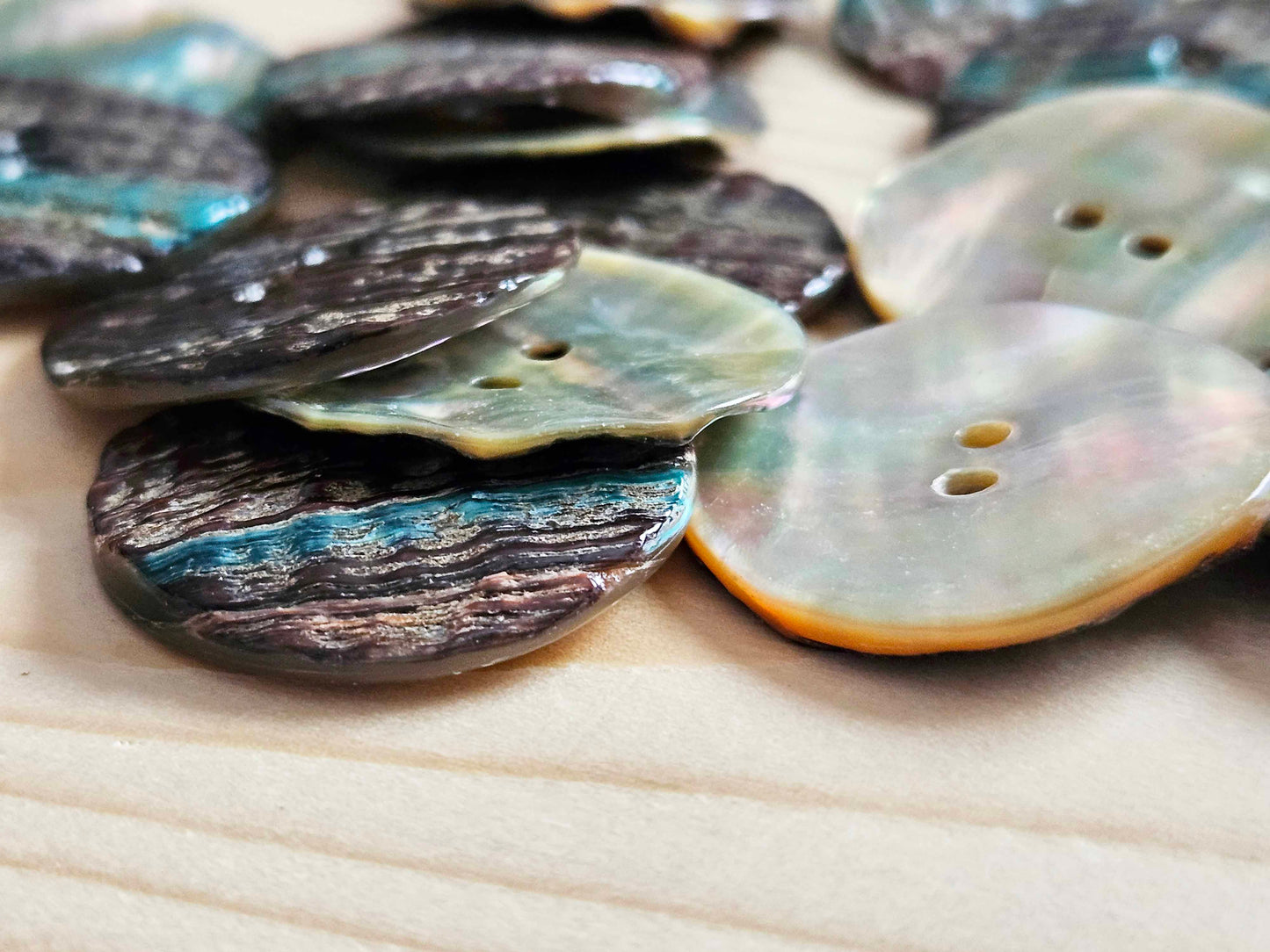 2-HOLE ABALONE SEASHELL BUTTONS / 10-25mm / MOP Shell Buttons / Sewing Buttons