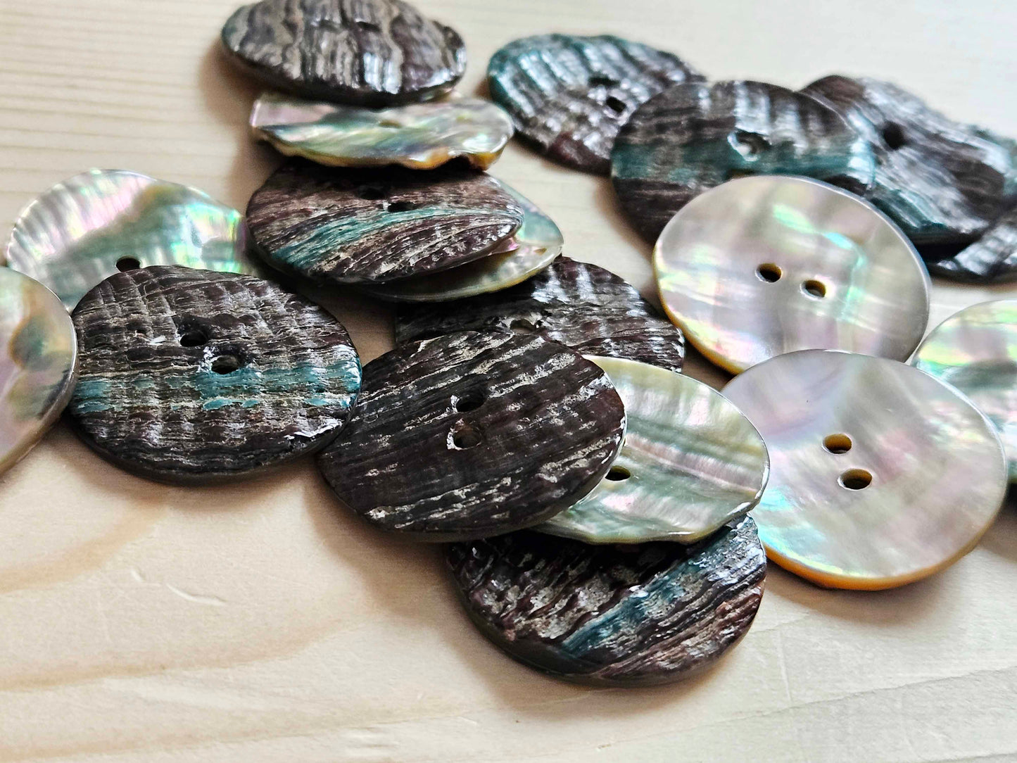 2-HOLE ABALONE SEASHELL BUTTONS / 10-25mm / MOP Shell Buttons / Sewing Buttons