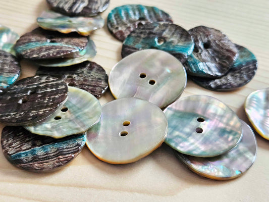 2-HOLE ABALONE SEASHELL BUTTONS / 10-25mm / MOP Shell Buttons / Sewing Buttons