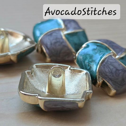 AMETHYST SKY BREEZE / 20*20mm - 2 buttons / Metal Enamel Shank Buttons / Sewing Buttons