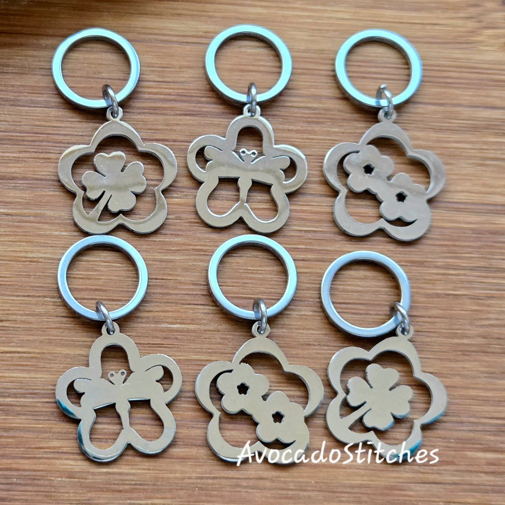 AMONG THE BLOSSOMS (6 pieces) - Stainless Steel Series / Knitting Crochet Stitch Markers / Notions