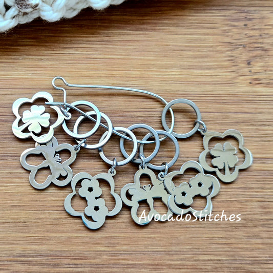 AMONG THE BLOSSOMS (6 pieces) - Stainless Steel Series / Knitting Crochet Stitch Markers / Notions