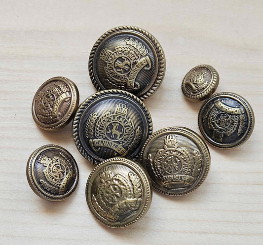 Clearance // ANTIQUE CROWN / Plastic Shank Buttons / 12.5-25mm (Set of 6)