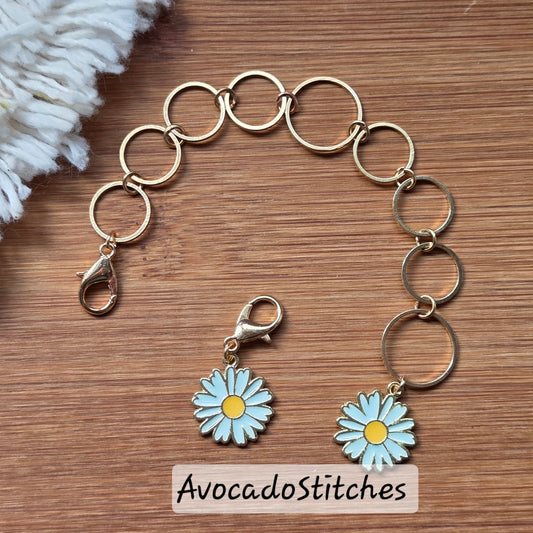 AQUA DAISY Progress Keeper Chain / Stitch Markers Chain / Row Counter Chain / Knitting Notions (#exl)