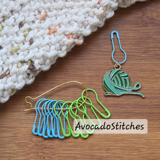 AQUALOOPS - 14 pcs / Knitting Crochet Stitch Marker Set / Removable Stitch Markers / Notions