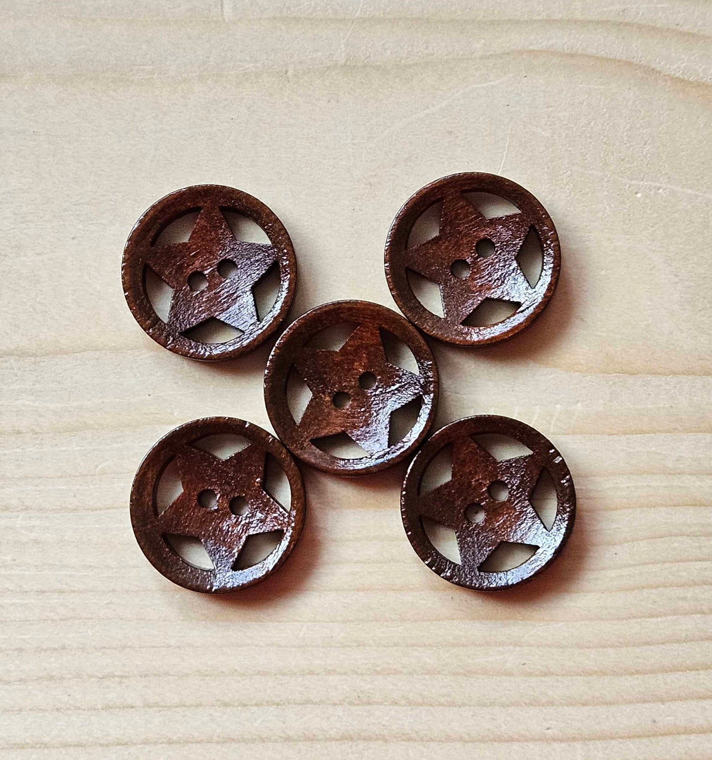 ASTER / Dark Brown 2-Hole Wooden Buttons / 20mm (Set of 6)
