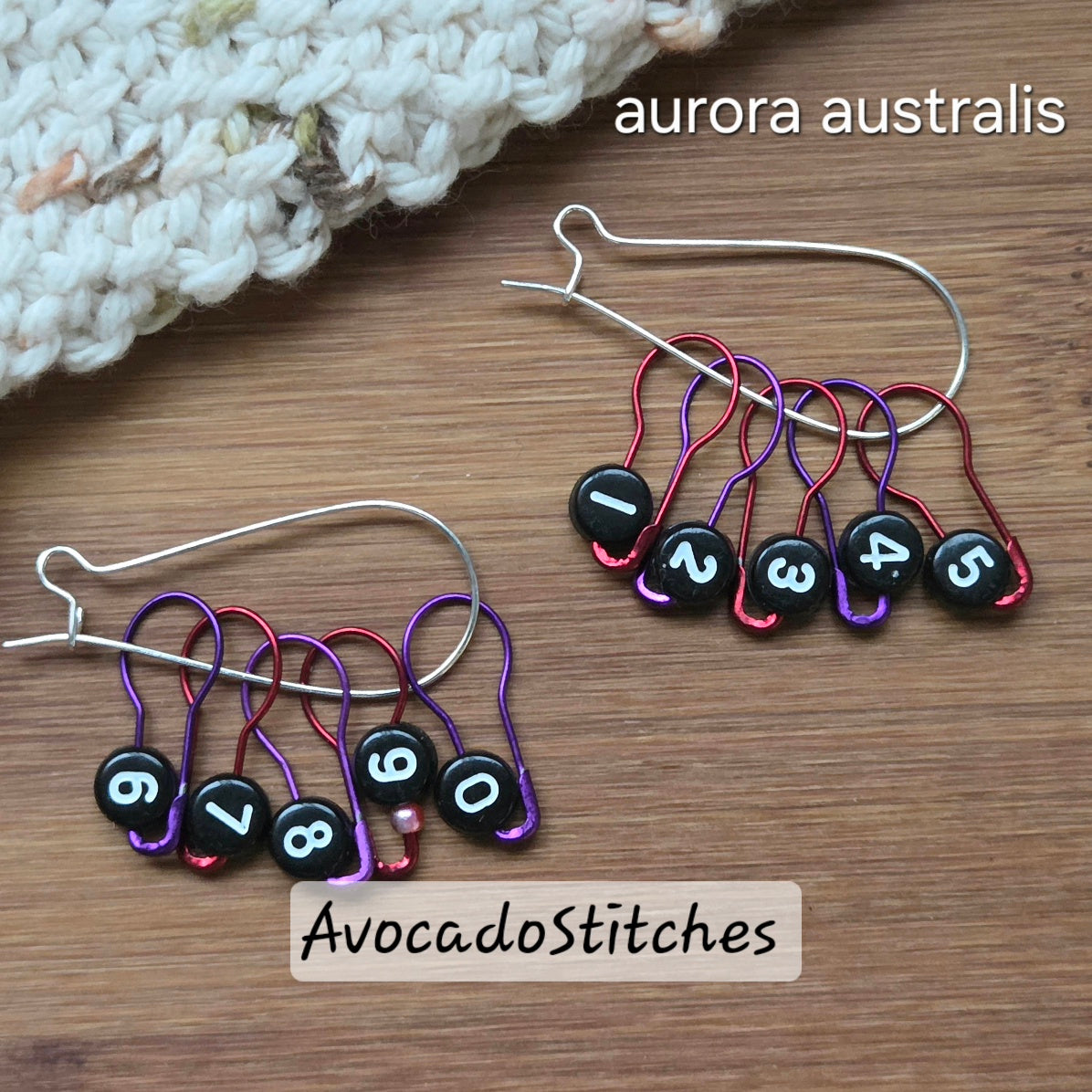 METALLIC BLACK BEAUTIES / Set of 12 / Numbered Bulb Pins Stitch Marker Set / Crochet Knitting Stitch Markers / Notions