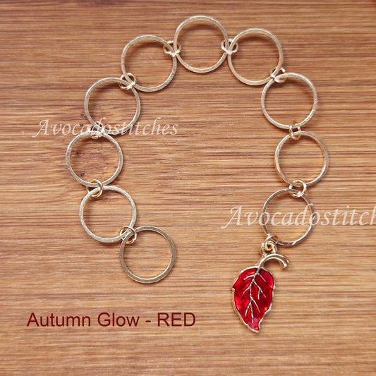AUTUMN GLOW Row Counter Chain / Stitch Markers Chain / Knitting Notions