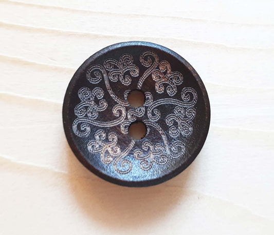 AvoDesigns AVO MANDALA / Umber Brown 2-Hole Wooden Buttons / 20mm (Set of 6)