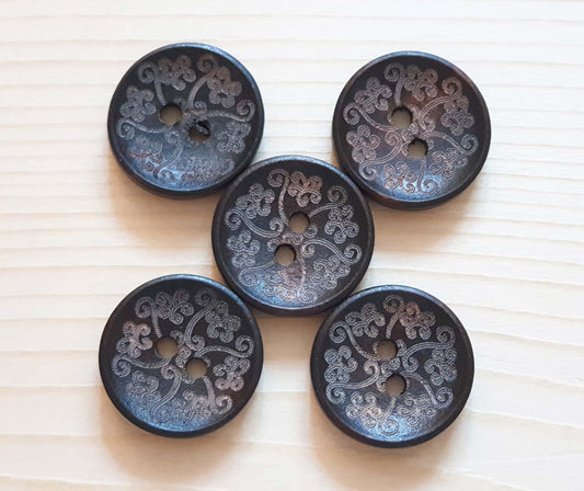 AvoDesigns AVO MANDALA / 20mm - 6 buttons / Wooden Buttons / Sewing Buttons