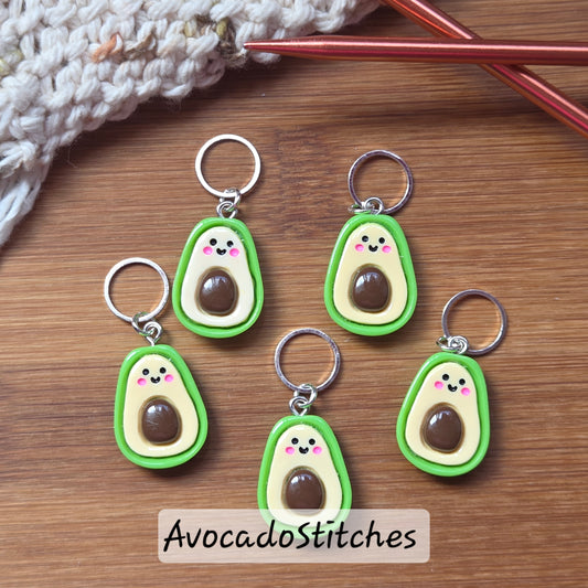 AVOCADO LOVERS – 5 Pieces / Knitting Crochet Stitch Markers / Notions
