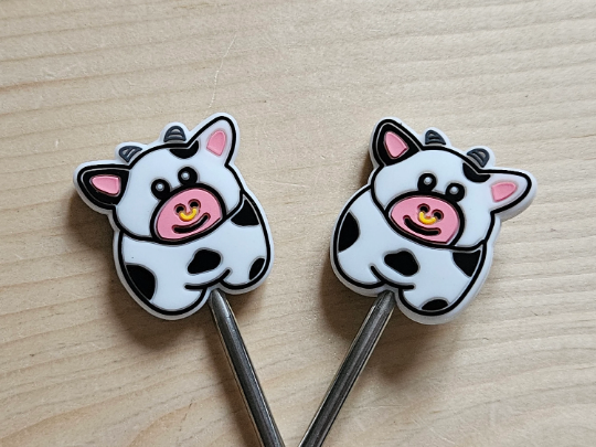 BABY COW STITCH STOPPERS / Knitting Needle Stoppers / Point Protection / Notions